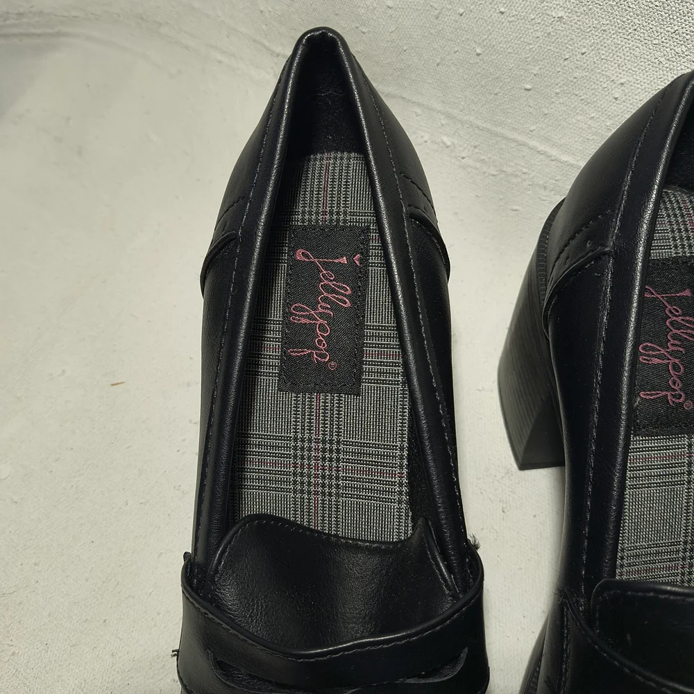 Women's 3 Inch Black Wedge Heel Slip On Loafers By Jelly Pop - Picture 3 of 6